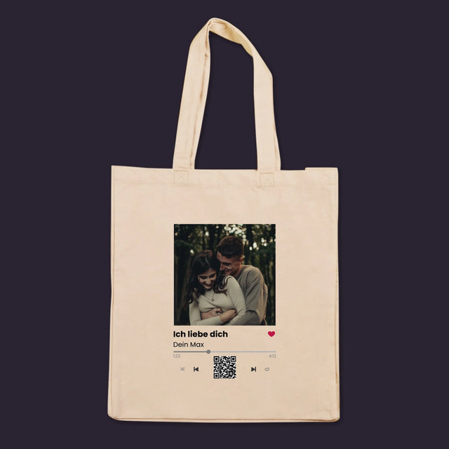 Foto und Unterschrift: Spotify mit QR-Code – Canvas-Tasche | DE