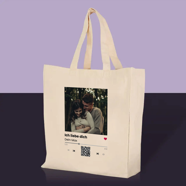 Foto und Unterschrift: Spotify mit QR-Code – Canvas-Tasche | DE