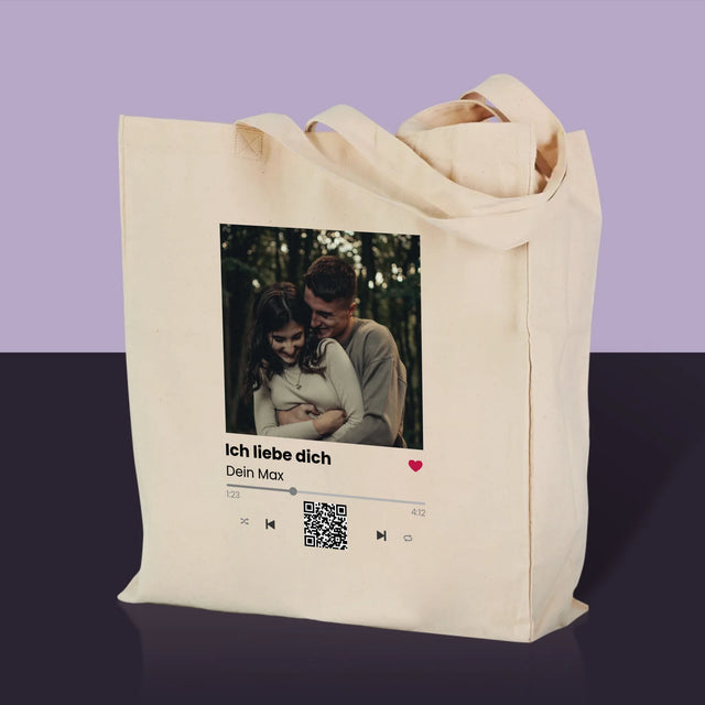 Foto und Unterschrift: Spotify mit QR-Code – Canvas-Tasche | DE