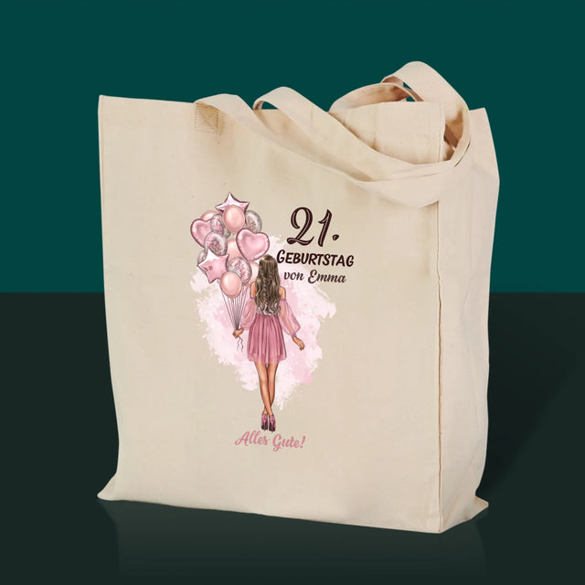 Charakter-Ersteller: Geburtstagsballons – Canvas-Tasche | DE