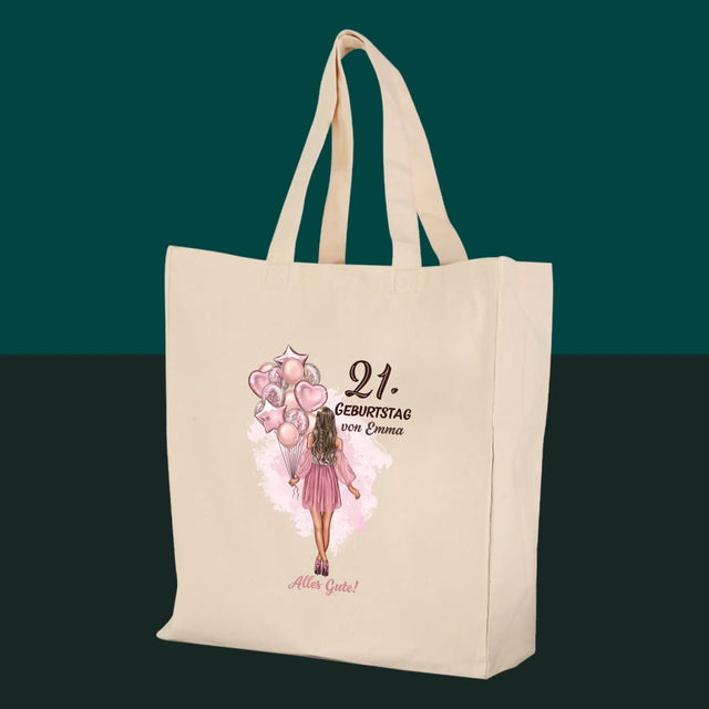 Charakter-Ersteller: Geburtstagsballons – Canvas-Tasche | DE