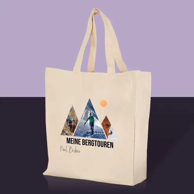 Fotocollage: Meine Bergexpeditionen – Canvas-Tasche mit Aufdruck | DE