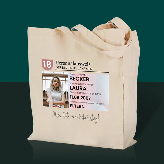 Foto und Unterschrift: Ausweis - Canvastasche mit Aufdruck | DE
