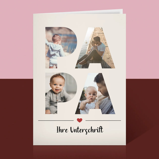 Buchstaben-Collage: Papa - Glückwunschkarte