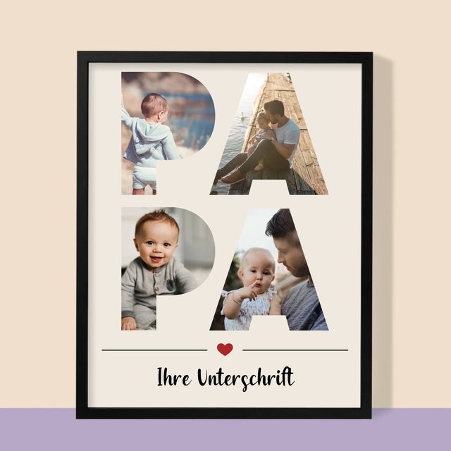 Buchstaben-Collage: Papa - Druck Mit Rahmen 30X40