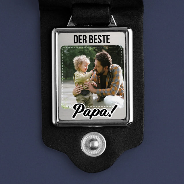 Foto Und Unterschrift: Der Beste Papa - Lederschlüsselanhänger Mit Foto