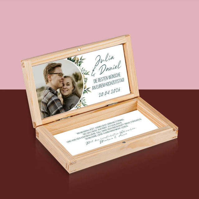 Foto Und Unterschrift: Die Besten Wünsche Zu Eurer Hochzeit - Holzkassette