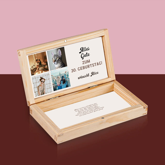 Fotocollage: Geburtstags-Collage - Holzkassette