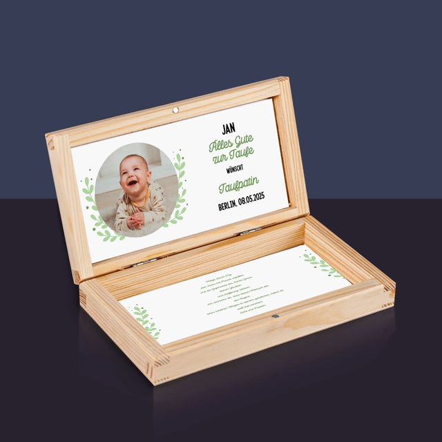 Foto Und Unterschrift: Zur Taufe - Holzkassette