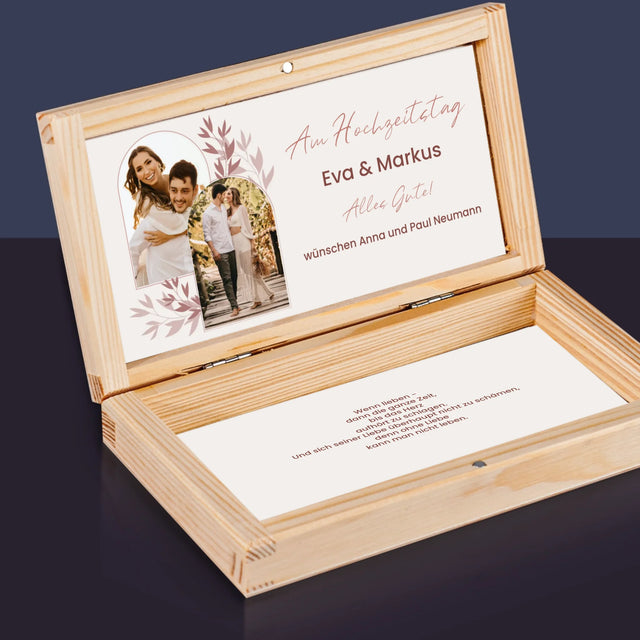 Fotocollage: Am Hochzeitstag - Holzkassette