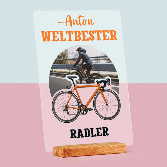Foto Und Unterschrift: Der Weltbeste Radler - Druck Auf Acrylglas