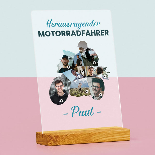 Form-Collage: Herausragender Motorradfahrer - Druck Auf Acrylglas