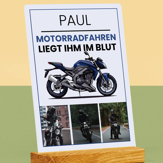 Fotocollage: Motorradfahren Liegt Ihm Im Blut - Druck Auf Acrylglas
