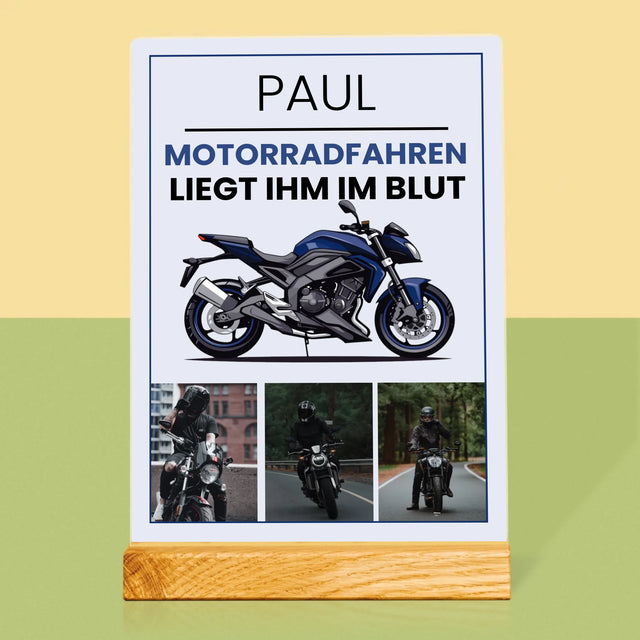 Fotocollage: Motorradfahren Liegt Ihm Im Blut - Druck Auf Acrylglas