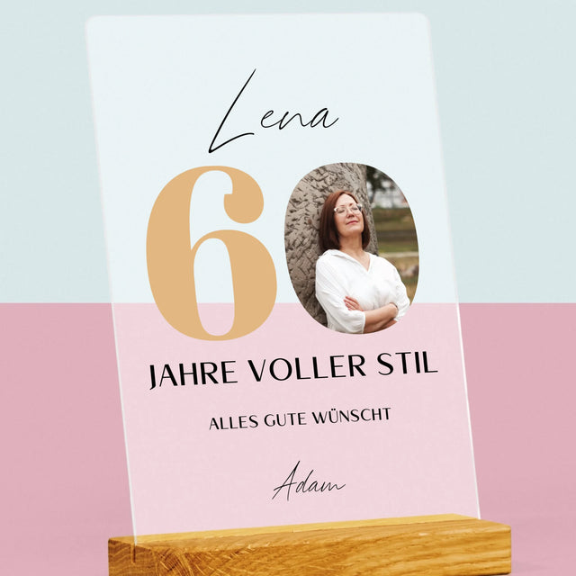 Foto Und Unterschrift: 60 Jahre Voller Stil - Druck Auf Acrylglas