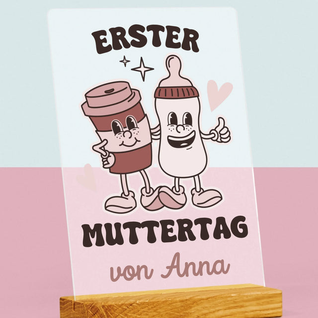 Name Und Unterschrift: Der Erste Muttertag – Kaffee, Milch - Druck Auf Acrylglas
