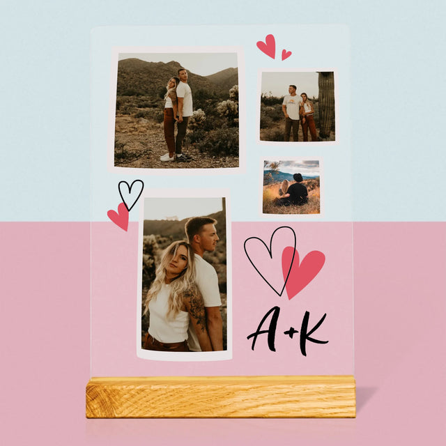 Fotocollage: Herzen Initialen - Druck Auf Acrylglas