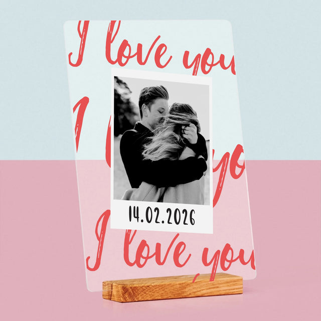 Foto Und Unterschrift: I Love You Polaroid - Druck Auf Acrylglas