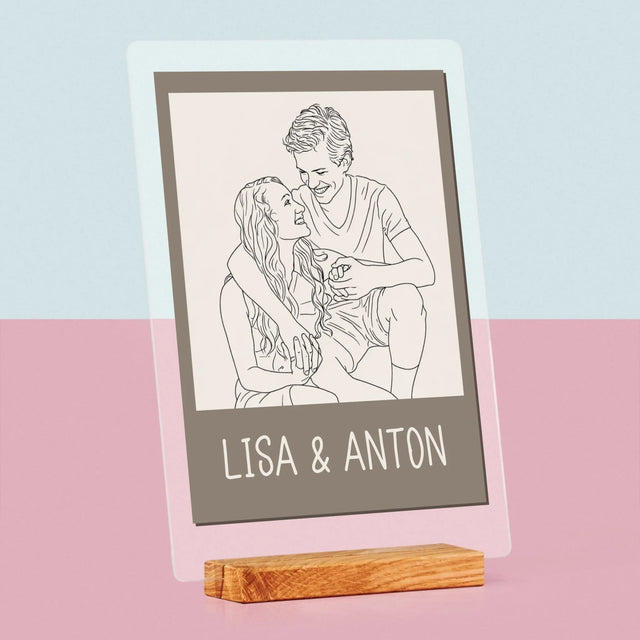 Foto Und Unterschrift: Lineart Im Polaroid-Stil - Druck Auf Acrylglas