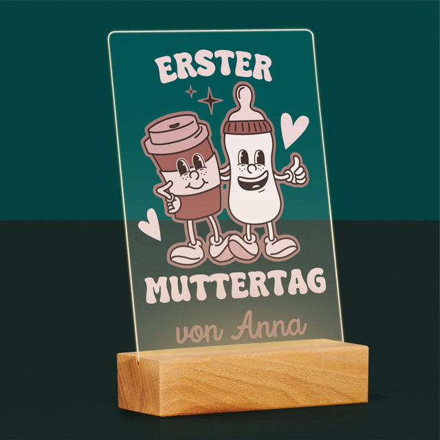 Name Und Unterschrift: Der Erste Muttertag – Kaffee, Milch - Druck Auf Acrylglas