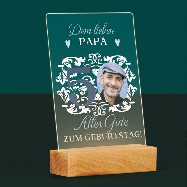 Foto Und Unterschrift: Dem Lieben Papa Zum 50. Geburtstag - Druck Auf Acrylglas