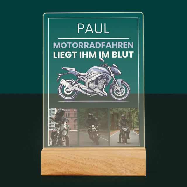 Fotocollage: Motorradfahren Liegt Ihm Im Blut - Druck Auf Acrylglas