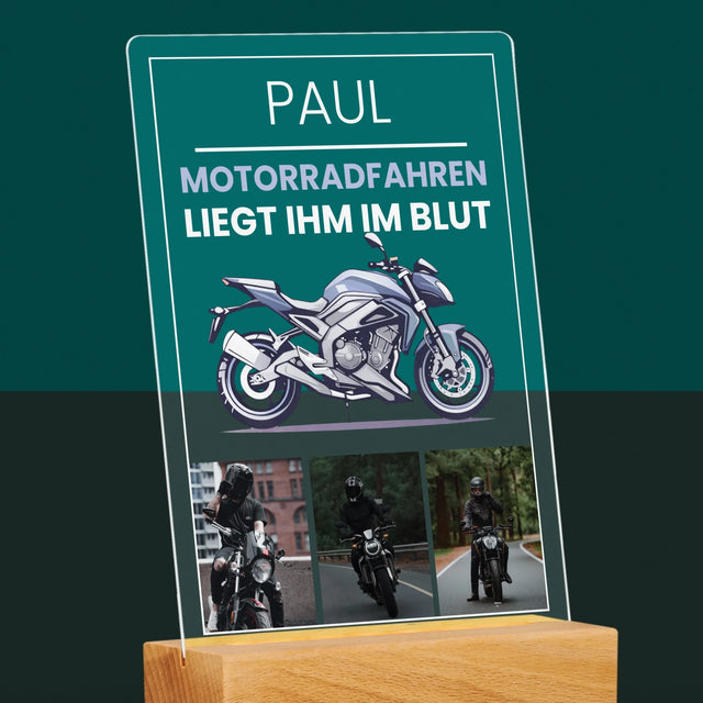 Fotocollage: Motorradfahren Liegt Ihm Im Blut - Druck Auf Acrylglas