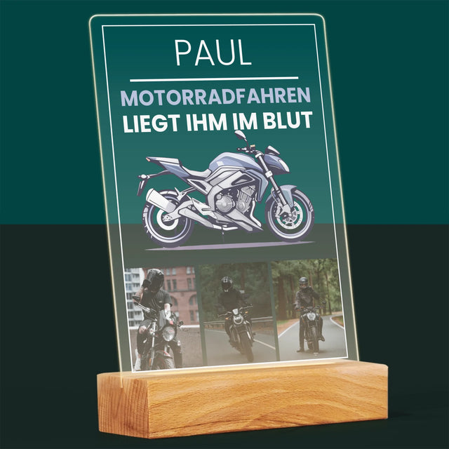 Fotocollage: Motorradfahren Liegt Ihm Im Blut - Druck Auf Acrylglas