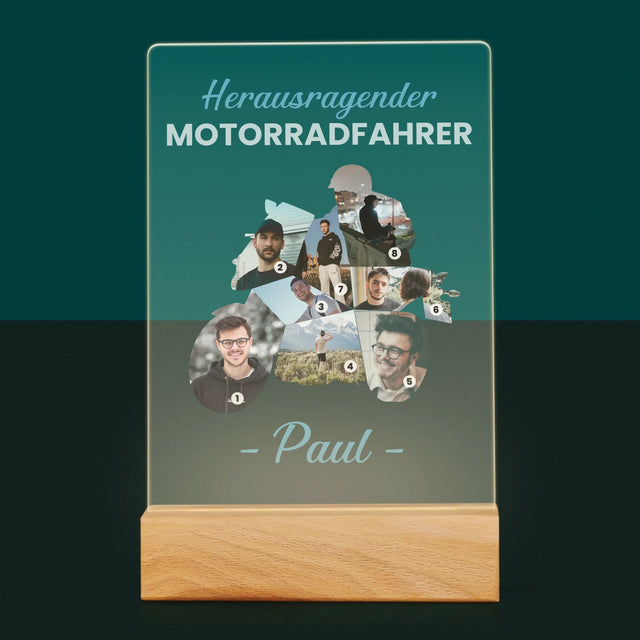Form-Collage: Herausragender Motorradfahrer - Druck Auf Acrylglas