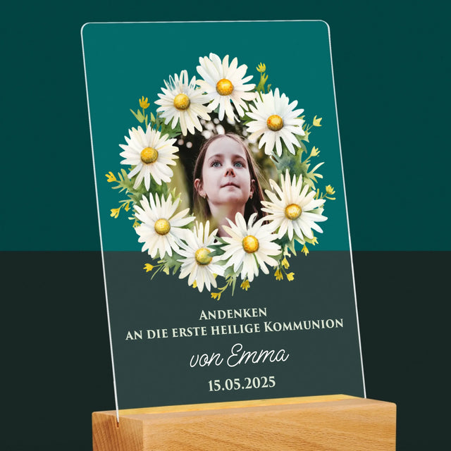 Foto Und Unterschrift: Andenken An Die Erstkommunion Gänseblümchen - Druck Auf Acrylglas