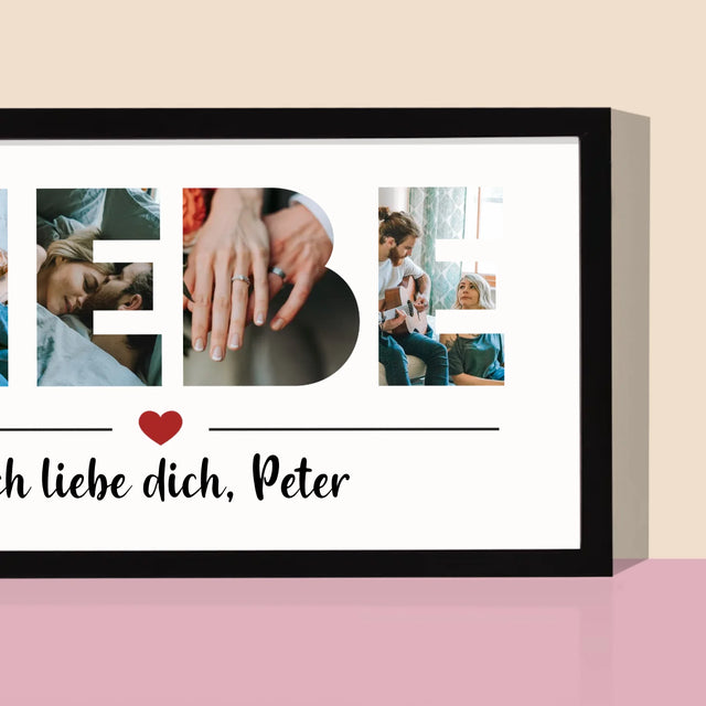 Buchstaben-Collage: Liebe - Druck Mit Rahmen 20X40
