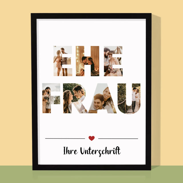 Buchstaben-Collage: Ehefrau - Druck Mit Rahmen 30X40