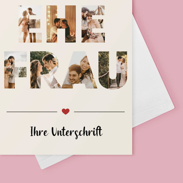 Buchstaben-Collage: Ehefrau - Glückwunschkarte