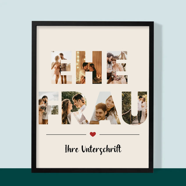 Buchstaben-Collage: Ehefrau - Druck Mit Rahmen 30X40