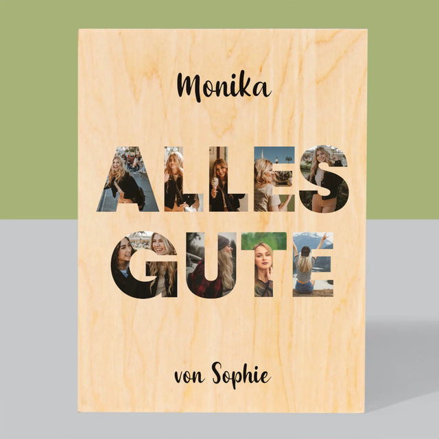 Buchstaben-Collage: Alles Gute - Druck Auf Holz