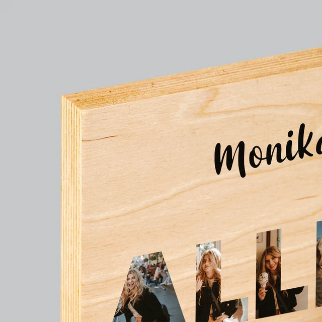 Buchstaben-Collage: Alles Gute - Druck Auf Holz