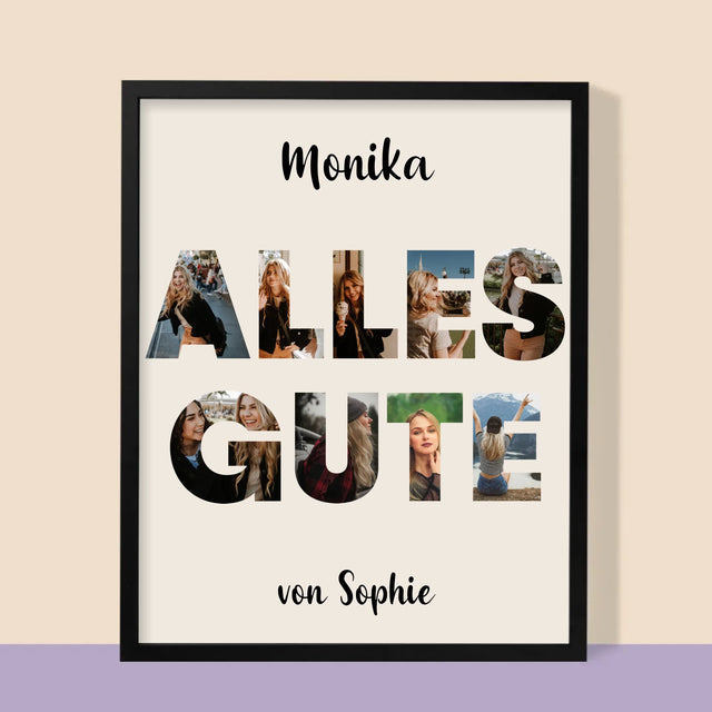 Buchstaben-Collage: Alles Gute - Druck Mit Rahmen 30X40