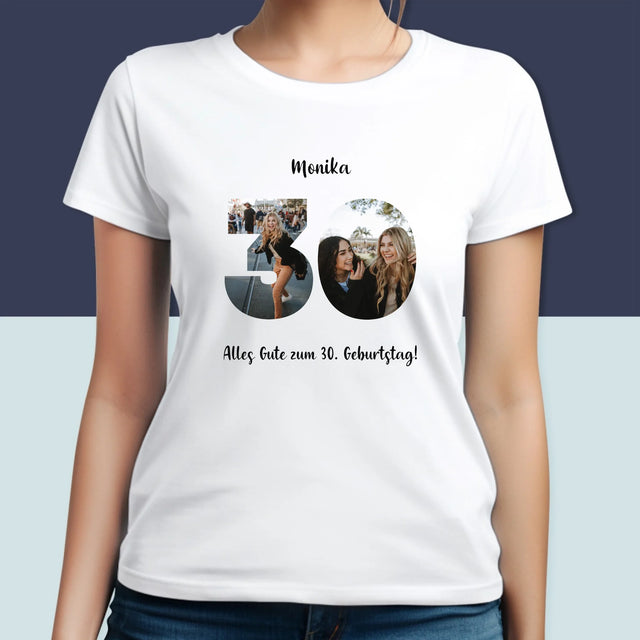 Buchstaben-Collage: 30. Geburtstag - T-Shirt Für Damen