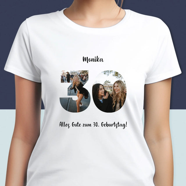 Buchstaben-Collage: 30. Geburtstag - T-Shirt Für Damen