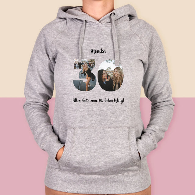 Buchstaben-Collage: 30. Geburtstag - Kapuzenpullover Für Damen