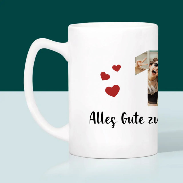 Buchstaben-Collage: 18. Geburtstag - Tasse
