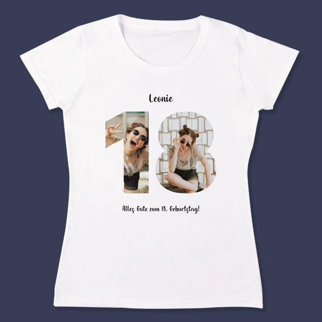 Buchstaben-Collage: 18. Geburtstag - T-Shirt Für Damen