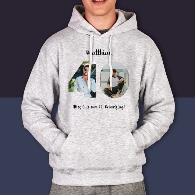 Buchstaben-Collage: 40. Geburtstag - Kapuzenpullover Für Herren