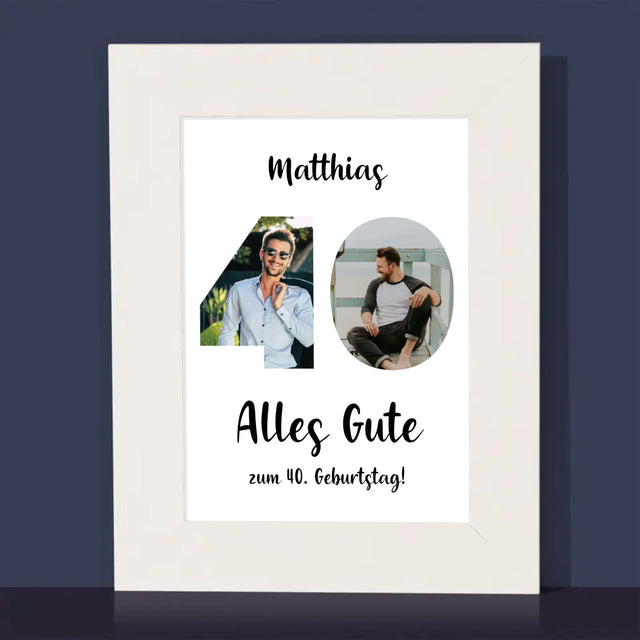 Buchstaben-Collage: 40. Geburtstag - Bilderrahmen