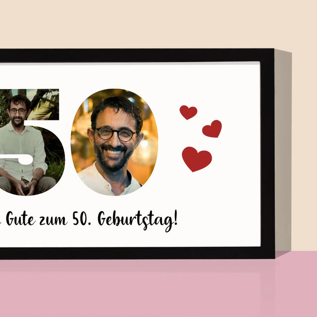 Buchstaben-Collage: 50. Geburtstag - Druck Mit Rahmen 20X40