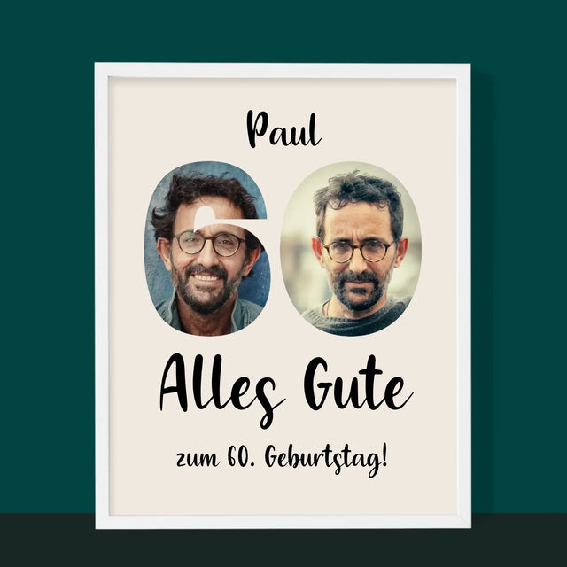 Buchstaben-Collage: 60. Geburtstag - Druck Mit Rahmen 30X40