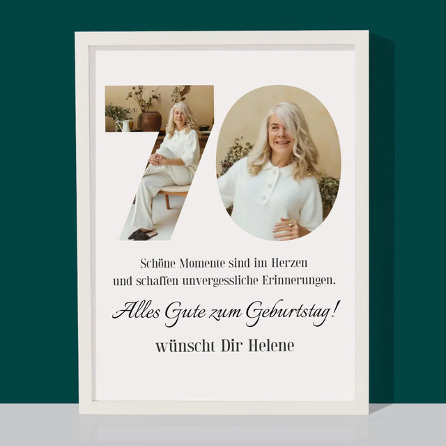 Buchstaben-Collage: 70 Jahre Alt - Druck Mit Rahmen 30X40