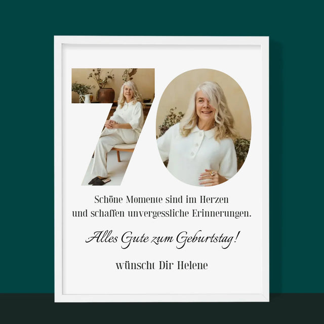 Buchstaben-Collage: 70 Jahre Alt - Druck Mit Rahmen 30X40