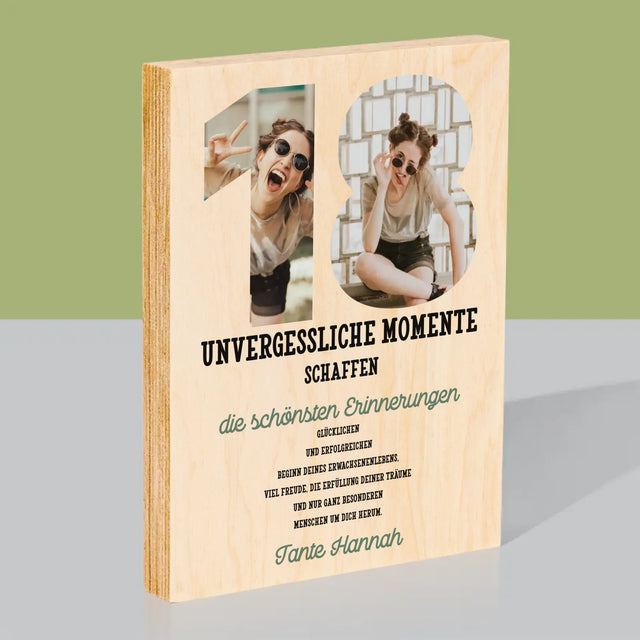 Buchstaben-Collage: 18. Geburtstag - Druck Auf Holz