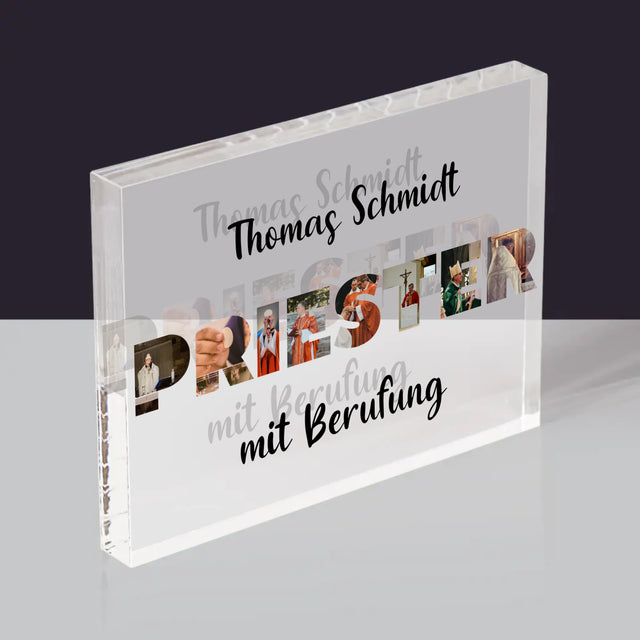 Buchstaben-Collage: Priester Aus Berufung - Acrylblock